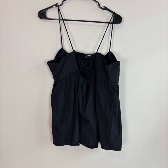 Free People Black Scalloped Edge Tie Back Tank Top Size Large - Picture 2 of 8